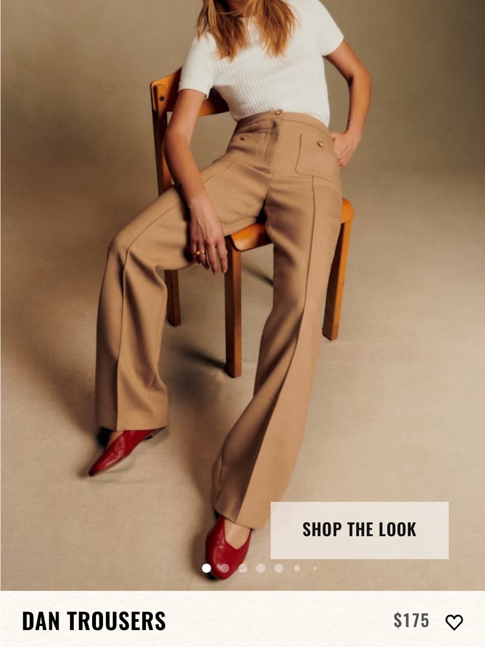 Sezane Tan High-Waist Wide-Leg Trousers
